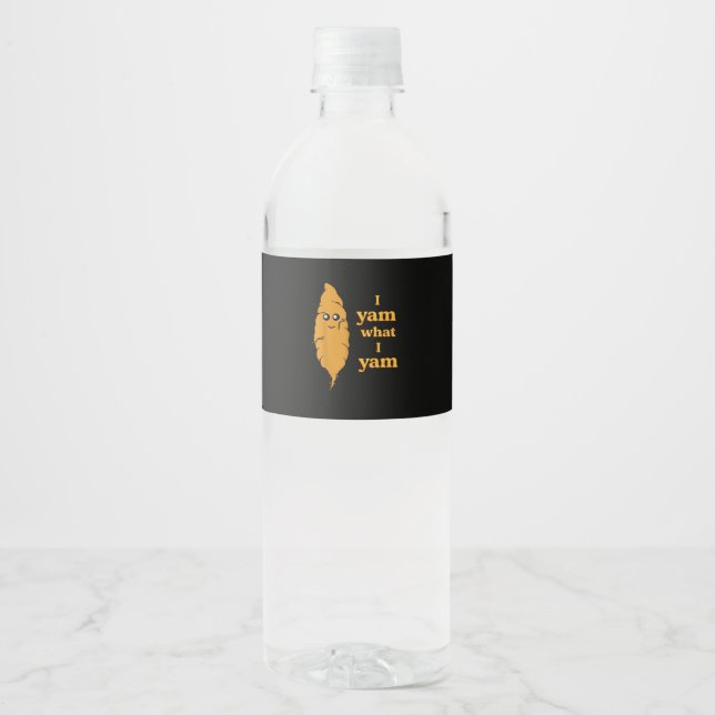 Étiquette Pour Bouteilles D'eau Je Yam Ce Que Je Yam Funny (Devant)