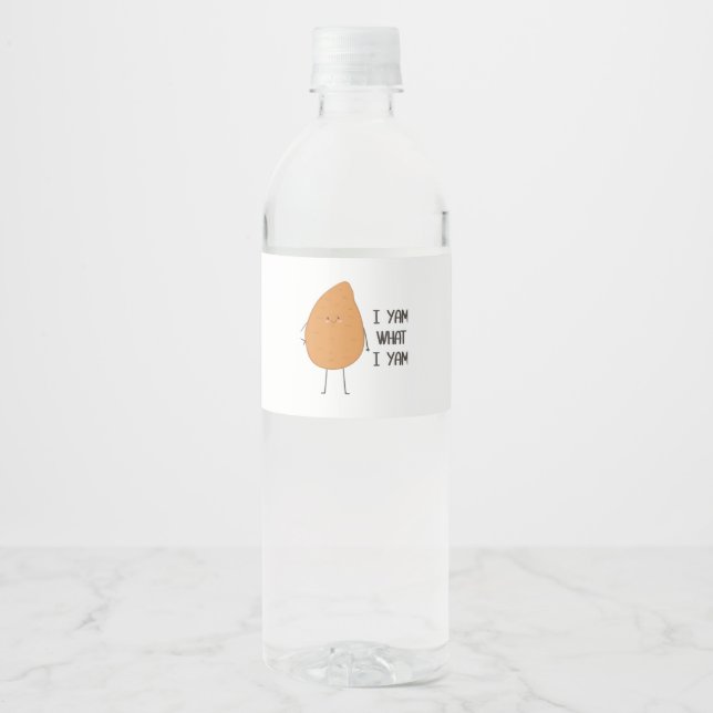 Étiquette Pour Bouteilles D'eau Je Yam Ce Que Je Yam ! Super Yam Vegetable Pun (Devant)
