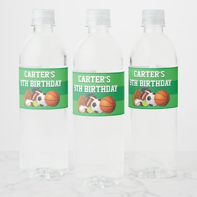 Étiquette Pour Bouteilles D'eau Jeu Jour Sports Équipe Anniversaire (Bouteilles)