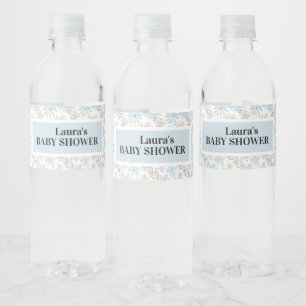 Étiquette Pour Bouteilles D'eau Joli Baby shower bleu doux, douche nuptiale
