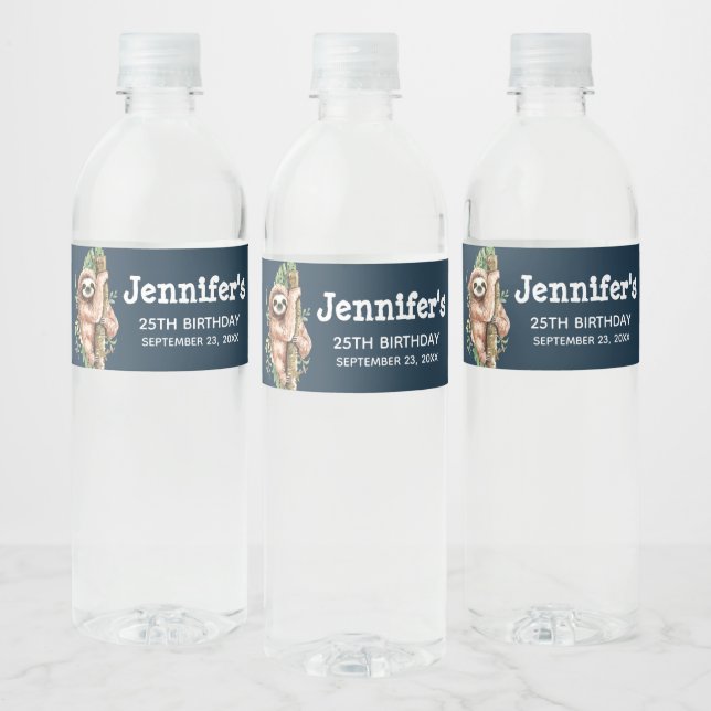 Étiquette Pour Bouteilles D'eau Joli brun parfum et Feuille Tropical Aquarelle (Bouteilles)