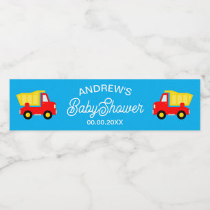 Étiquette Pour Bouteilles D'eau Joli camion de chantier jouet pour garçon baby sho