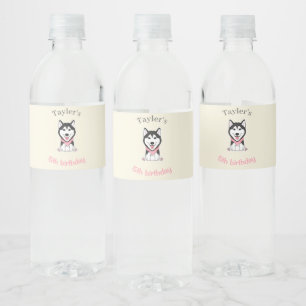 Étiquette Pour Bouteilles D'eau Joli chien husky noir et blanc