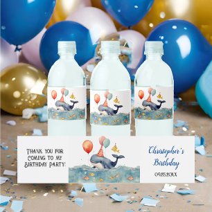 Étiquette Pour Bouteilles D'eau Jolie baleine Boys fête d'anniversaire