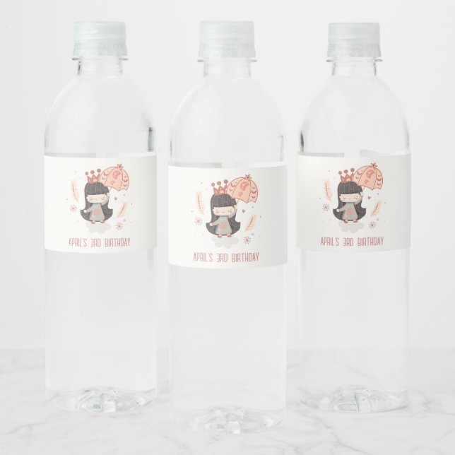 Étiquette Pour Bouteilles D'eau Jolie Elegant Boho Princesse sur nuages Anniversai (Bouteilles)