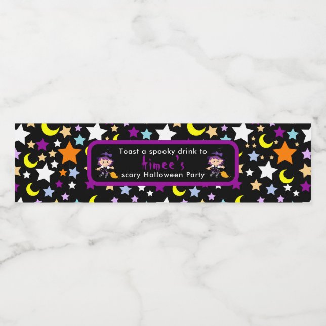 Étiquette Pour Bouteilles D'eau Jolie Sorcière Halloween Costume Party (Étiquettes simples)