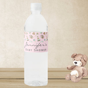Étiquette Pour Bouteilles D'eau Jouets Vintages Baby shower fille rose