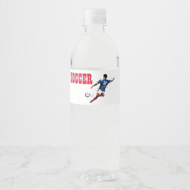 Étiquette Pour Bouteilles D'eau Joueur de football (Devant)