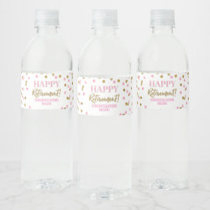 Étiquette Pour Bouteilles D'eau Joyeuse Retraite Confettis Rose Gold