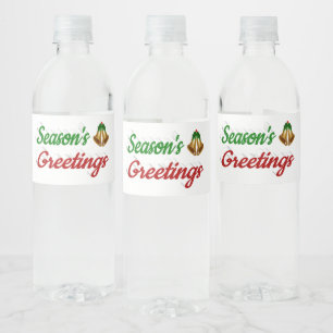 Étiquette Pour Bouteilles D'eau Joyeuses Fêtes Bells Noël rouge vert script