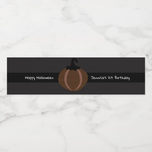 Étiquette Pour Bouteilles D'eau Joyeux Halloween Citrouille rétro 1er anniversaire (Étiquettes simples)