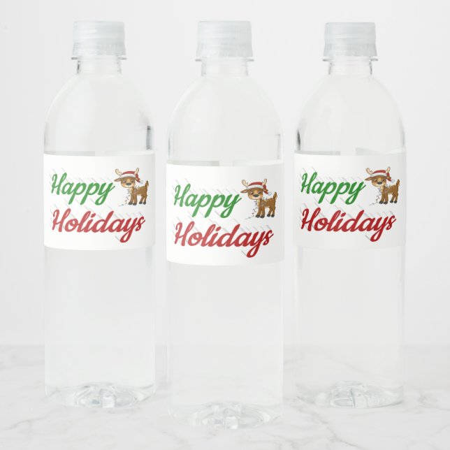 Étiquette Pour Bouteilles D'eau Joyeux Jours fériés Reindeer script Noël (Bouteilles)