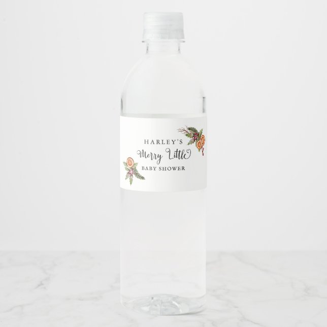Étiquette Pour Bouteilles D'eau Joyeux petit Baby shower de Noël (Devant)