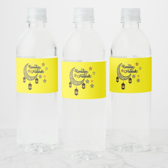 Étiquette Pour Bouteilles D'eau Joyeux Ramadan Moubarak lanterne du croissant Kare (Bouteilles)