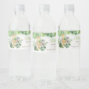Étiquette Pour Bouteilles D'eau Jungle Animal Safari Baby shower de verdure Boire