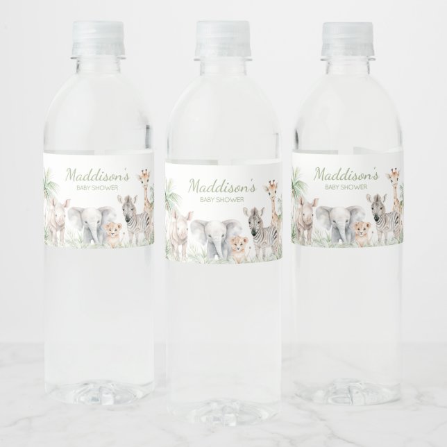Étiquette Pour Bouteilles D'eau Jungle Safari Wild One Animaux Baby shower (Bouteilles)