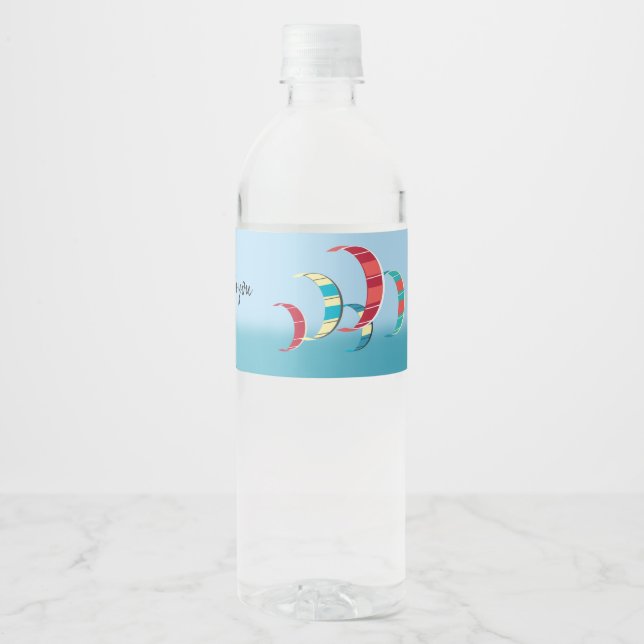 Étiquette Pour Bouteilles D'eau Kite Surf (Devant)