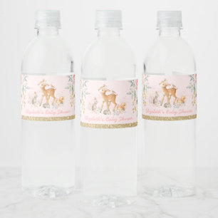 Étiquette Pour Bouteilles D'eau La région boisée de fille rougissent baby shower