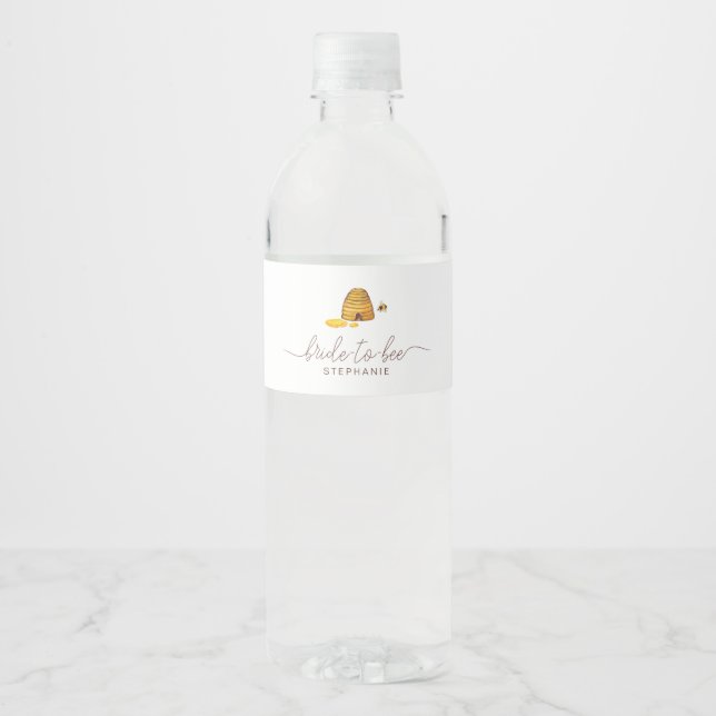 Étiquette Pour Bouteilles D'eau Label Mariée à l'abeille (Devant)