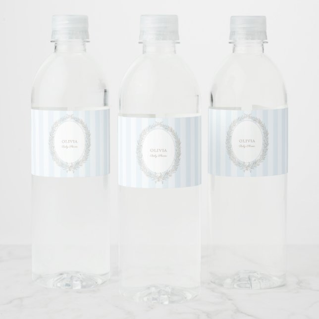 Étiquette Pour Bouteilles D'eau Laduree French Caffee Boulangerie Blue Stripe (Bouteilles)