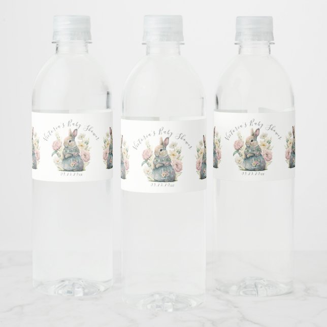 Étiquette Pour Bouteilles D'eau Lapin Lapin Baby Nom personnalisé Fille Douche (Bouteilles)