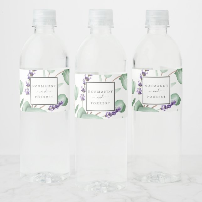 Étiquette Pour Bouteilles D'eau Lavande rustique et Mariage d'eucalyptus (Bouteilles)