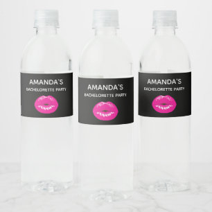 Étiquette Pour Bouteilles D'eau  Lèvres roses chaudes Illustration Glamour Bachel