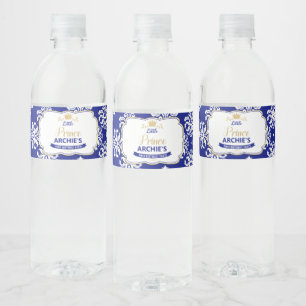 Étiquette Pour Bouteilles D'eau Little Prince 1er Anniversaire Fête Royal Blue Fav