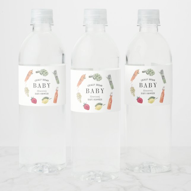 Étiquette Pour Bouteilles D'eau Locally Grown Farmers Market Baby Shower (Bouteilles)