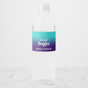 Étiquette Pour Bouteilles D'eau Logo Élémentaire Minimaliste avec Dégradé de Bleu