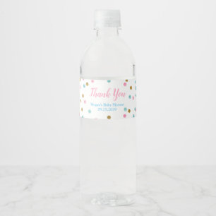 Étiquette Pour Bouteilles D'eau L'or bleu rose pointille l'étiquette de bouteille