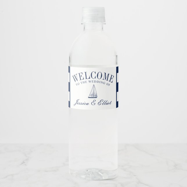 Étiquette Pour Bouteilles D'eau Love Sets | Accueil du Mariage nautique (Devant)