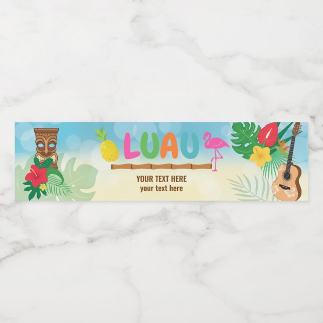 Étiquette Pour Bouteilles D'eau Luau Thème Tropical (Étiquettes simples)