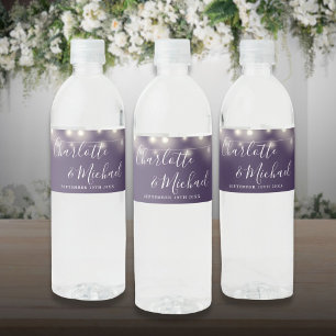 Étiquette Pour Bouteilles D'eau Lumières de Chaîne de Script de Signature Mariage 