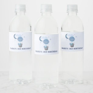 Étiquette Pour Bouteilles D'eau Lune bleue petit éléphant fête d'anniversaire