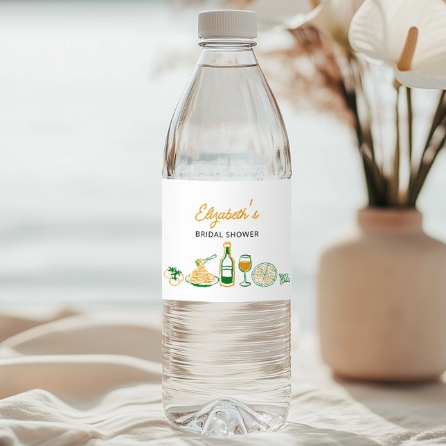 Étiquette Pour Bouteilles D'eau Main italienne rustique tirée (Créateur téléchargé)