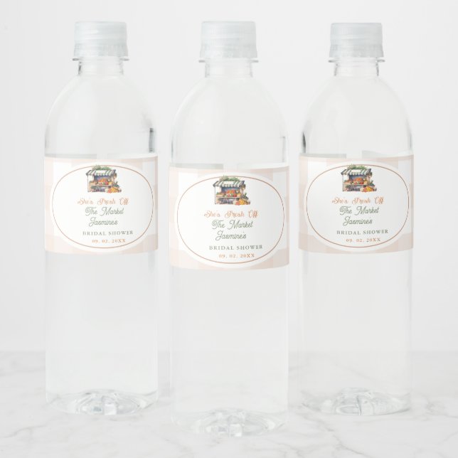 Étiquette Pour Bouteilles D'eau Marché des fraîcheurs Mariage Champêtre Fête de Ma (Bouteilles)
