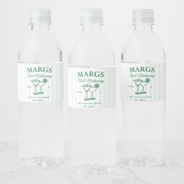 Étiquette Pour Bouteilles D'eau Marges et Matrimony Beach Bachelorette party (Bouteilles)