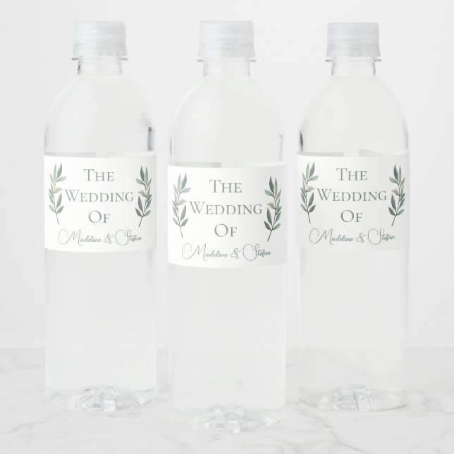 Étiquette Pour Bouteilles D'eau Mariage botanique chic sur mesure Eucalyptus Feuil (Bouteilles)