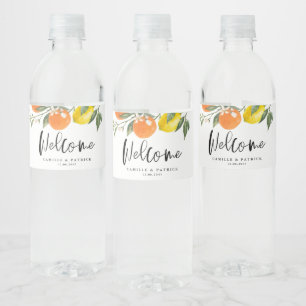 Étiquette Pour Bouteilles D'eau Mariage botanique Oranges et Citrons