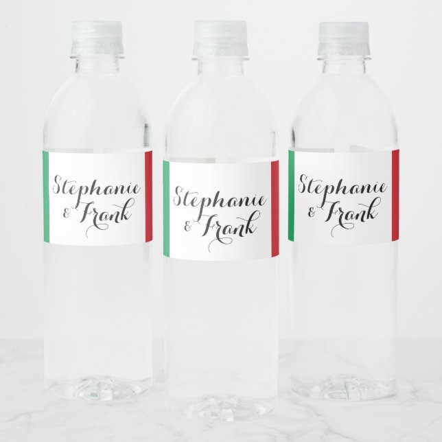Étiquette Pour Bouteilles D'eau Mariage couleur drapeau italien (Bouteilles)