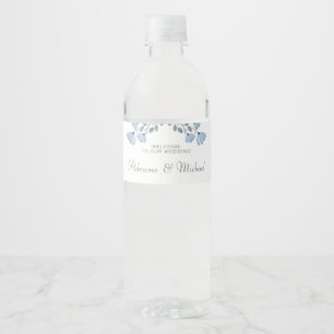 Étiquette Pour Bouteilles D'eau Mariage d'accueil personnalisé simple Dusty Blue