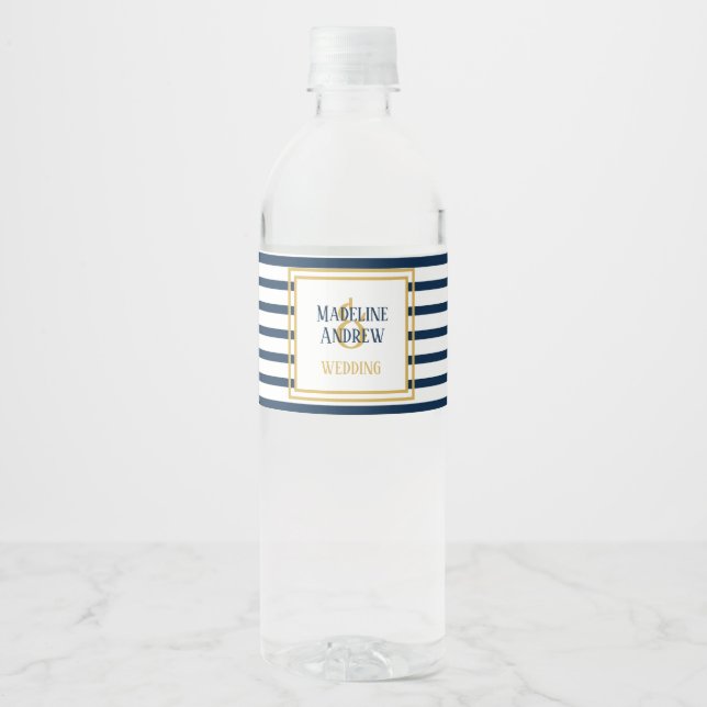 Étiquette Pour Bouteilles D'eau Mariage d'Ancre de la Marine (Devant)