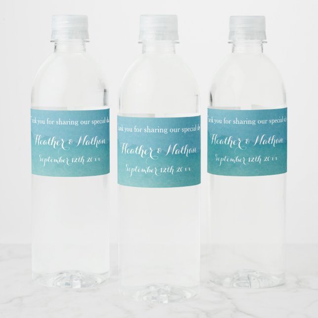 Étiquette Pour Bouteilles D'eau Mariage d'aquarelle bleu marine exceptionnel (Bouteilles)