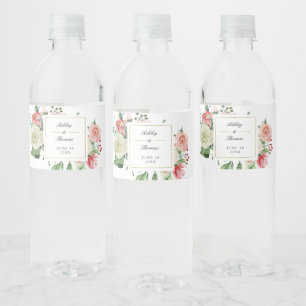 Étiquette Pour Bouteilles D'eau Mariage d'aquarelle de Rose de crème moderne