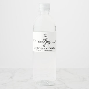 Étiquette Pour Bouteilles D'eau Mariage de calligraphie simple et élégant