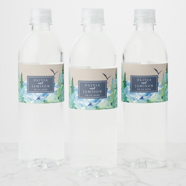 Étiquette Pour Bouteilles D'eau Mariage de destination Kraft Rocky Mountain (Bouteilles)