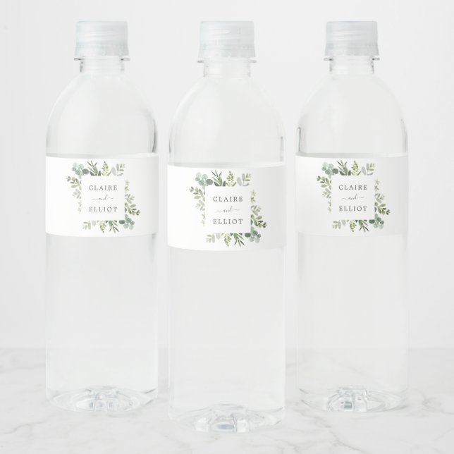 Étiquette Pour Bouteilles D'eau Mariage de feuillage vert Eucalyptus (Bouteilles)