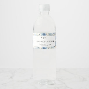 Étiquette Pour Bouteilles D'eau Mariage de fleurs de printemps bleu Dusty