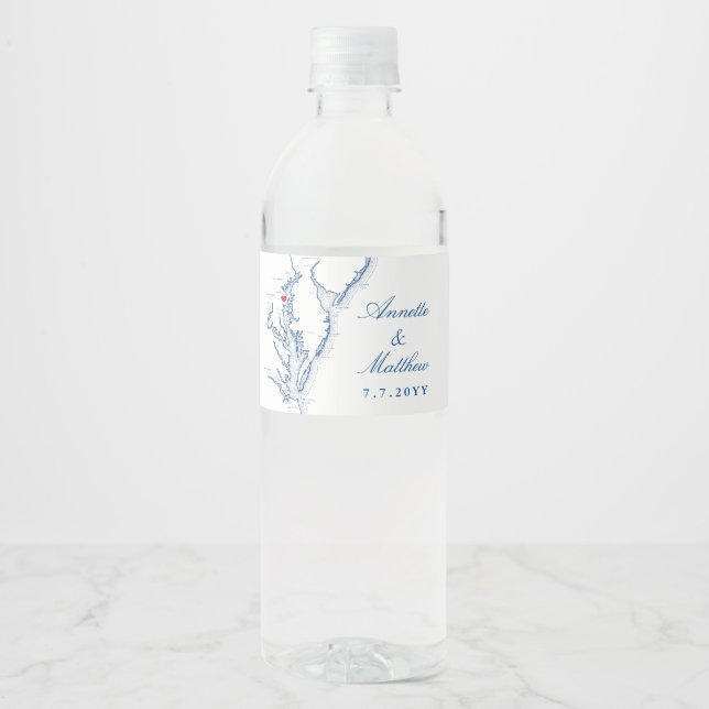 Étiquette Pour Bouteilles D'eau Mariage de la baie Annapolis Chesapeake (Devant)